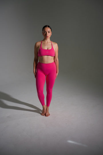 Nylah Pink Two-Piece Mid-Rise Leggings Set
