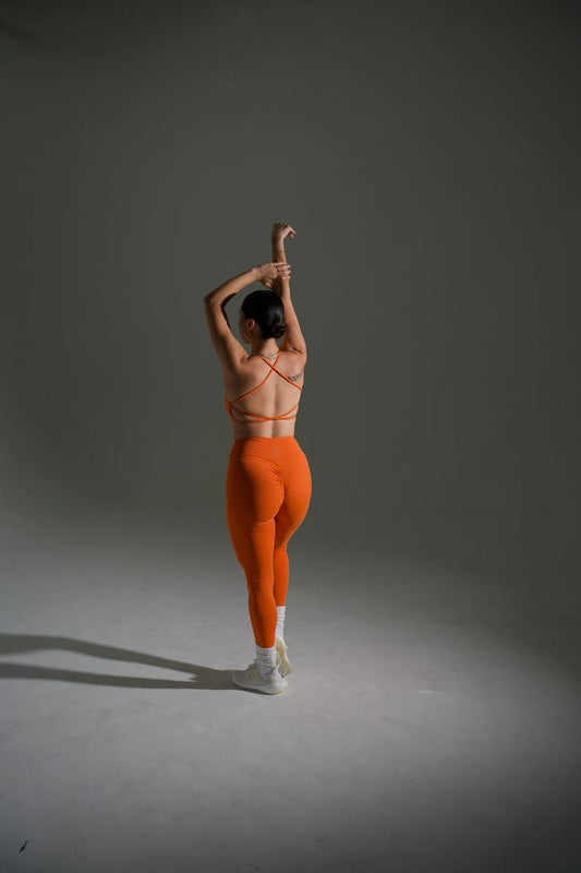 Nylah Orange Two-Piece Mid-Rise Leggings Set