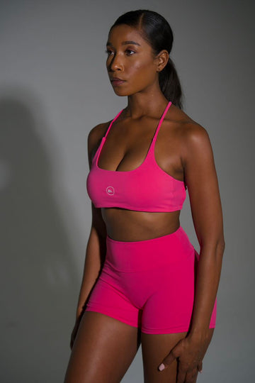 Nylah Pink Two-Piece Mid-Rise Shorts Set