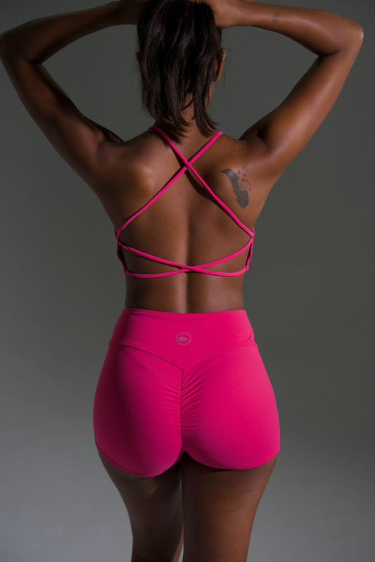 Nylah Pink Two-Piece Mid-Rise Shorts Set