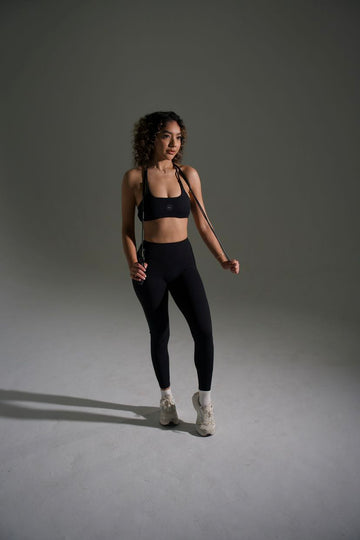 Nylah Black Two-Piece Mid-Rise Leggings Set