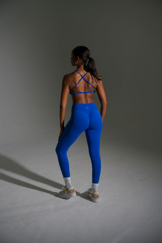Nylah Blue Two-Piece Mid-Rise Leggings Set